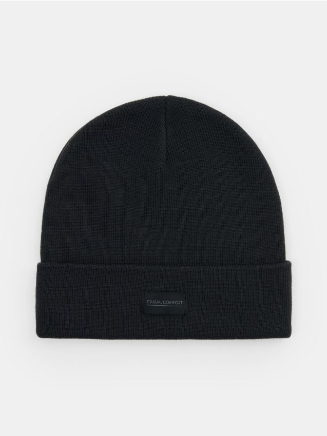 Sinsay - Căciulă beanie cu aplicație cusută - gri-închis