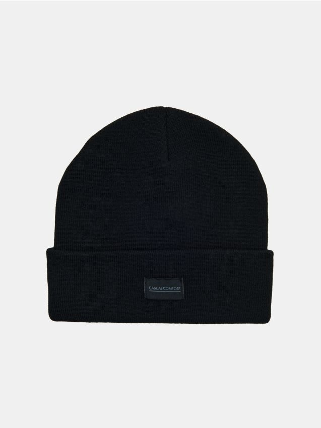 Sinsay - Căciulă beanie cu aplicație cusută - negru