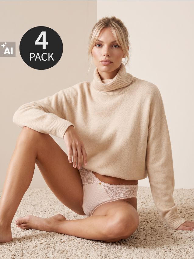 Sinsay - Majtki brazyliany z bawełną 4 pack - wielobarwny