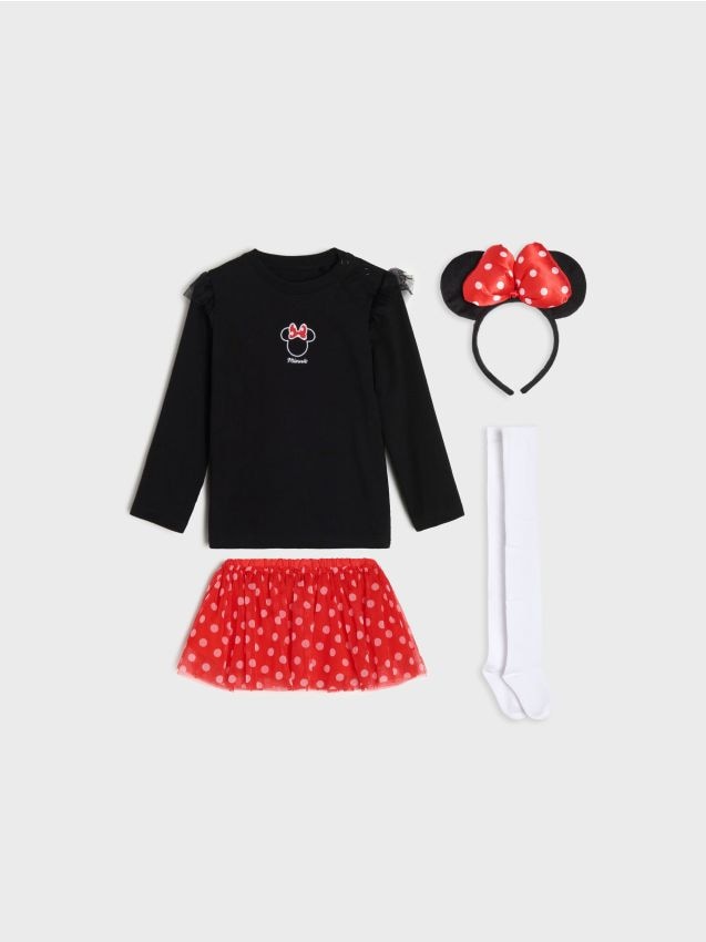 Sinsay - Set: bluză, fustă, bentiță și colanți Minnie Mouse - negru