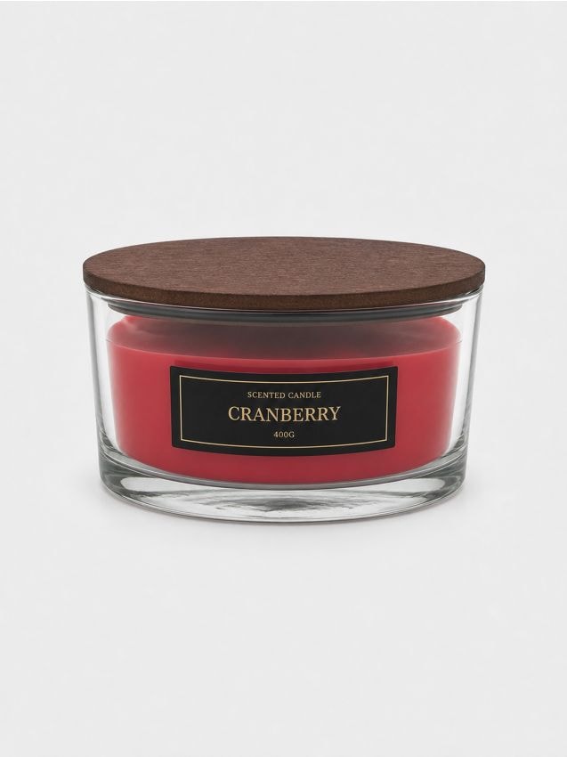 Sinsay - Lumânare parfumată cu fitil din lemn Cranberry - bordo