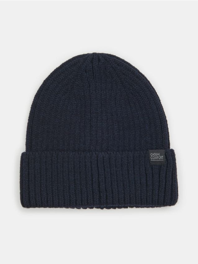 Sinsay - Căciulă beanie cu aplicație cusută - bleumarin