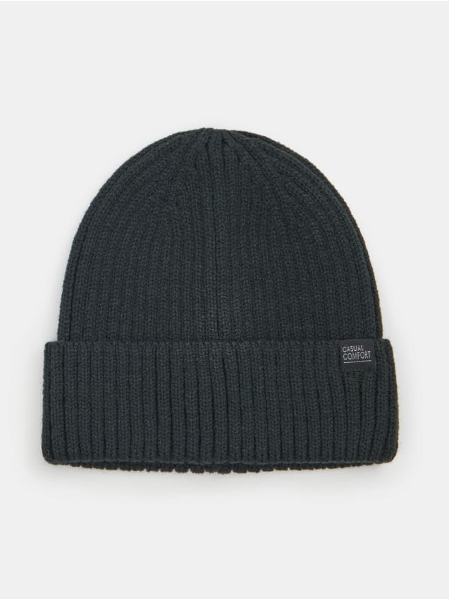 Sinsay - Căciulă beanie cu aplicație cusută - gri-închis