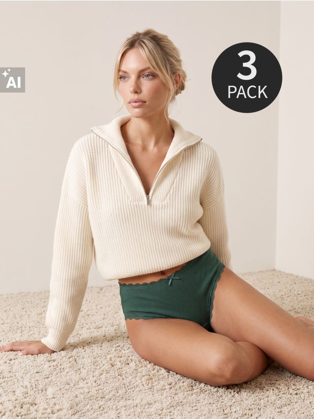 Sinsay - Chiloți brazilieni din bumbac 3 pack - multicolor