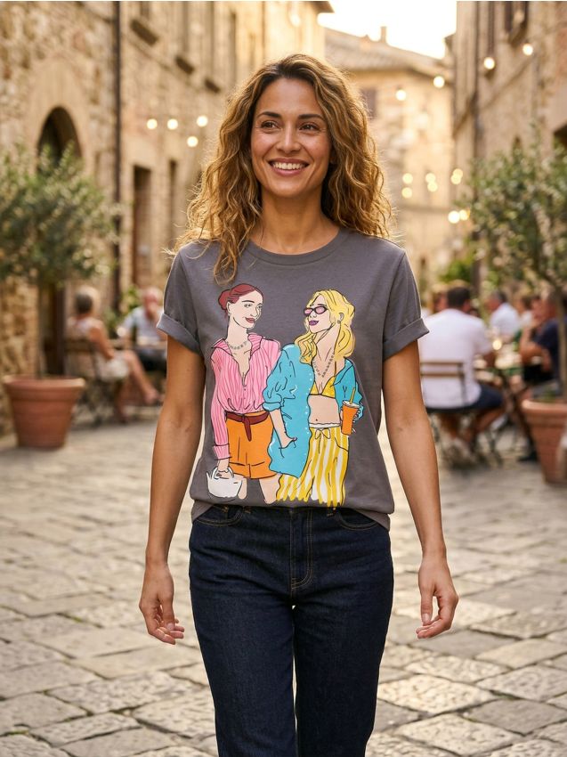 Sinsay - Tricou cu imprimeu - gri-închis