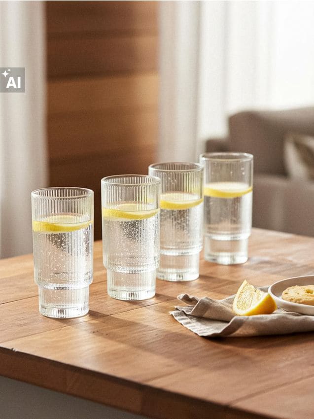 Sinsay - Pahare striate 4 bucăți - alb