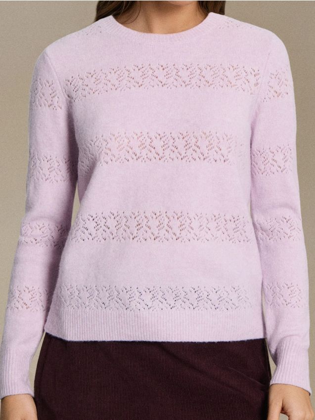 Sinsay - Ažúrový sveter s prímesou vlny - levanduľová