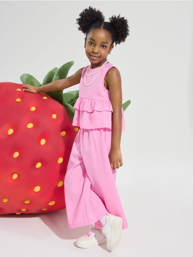 Sinsay - Compleu cu bluză și pantaloni - roz