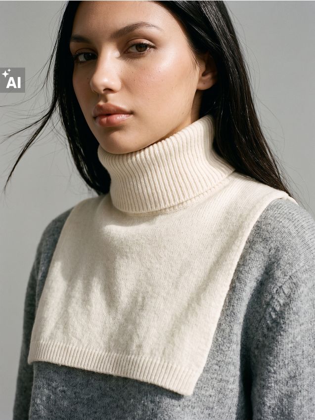 Sinsay - Eșarfă circulară din tricot striat - crem