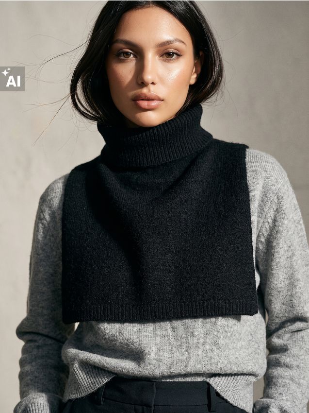 Sinsay - Eșarfă circulară din tricot striat - negru