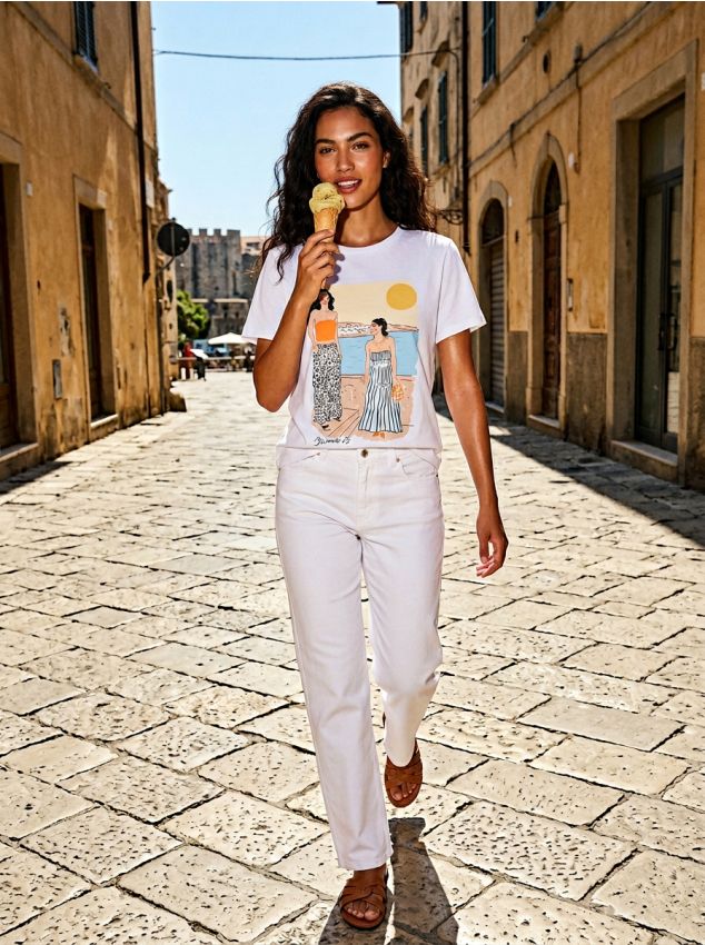 Sinsay - Tricou cu imprimeu - alb