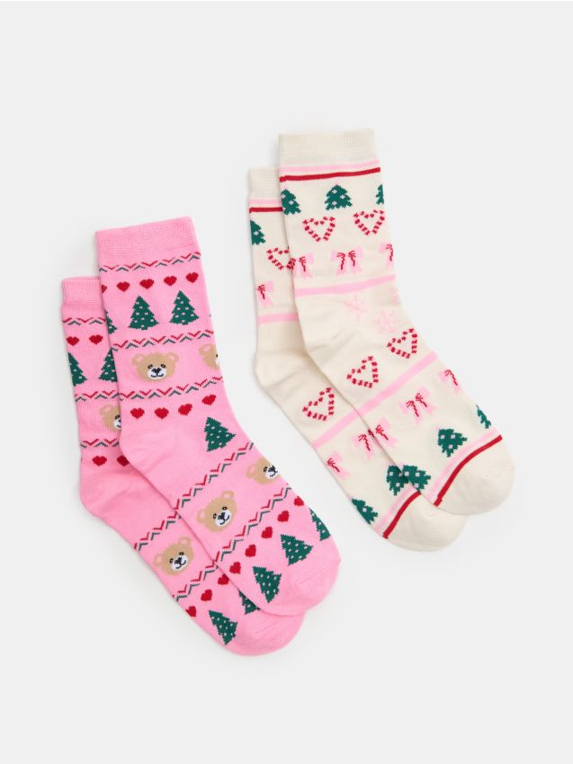 Sinsay - Súprava 2 párov ponožiek s vianočným motívom - viacfarebná