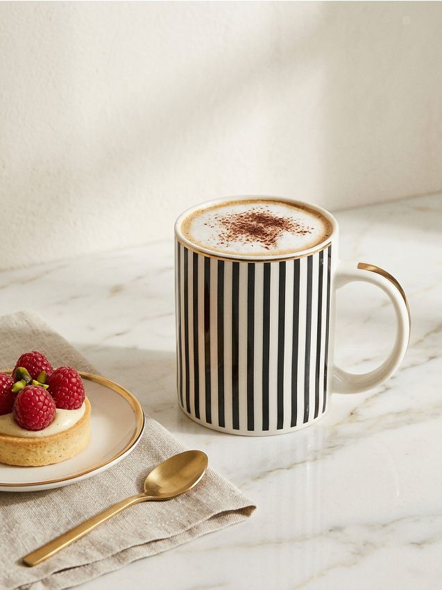 Sinsay - Cană ceramică cu dungi - negru