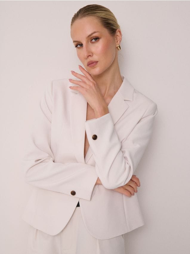 Sinsay - Sacou clasic cu nasture - crem