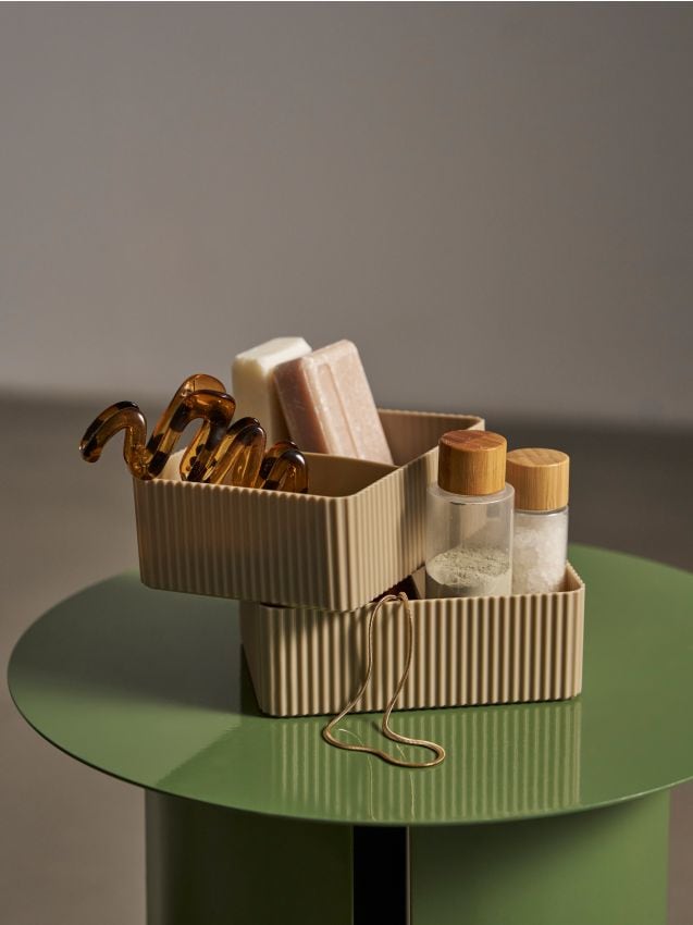 Sinsay - Rýhované úložné boxy 2 pack - béžová