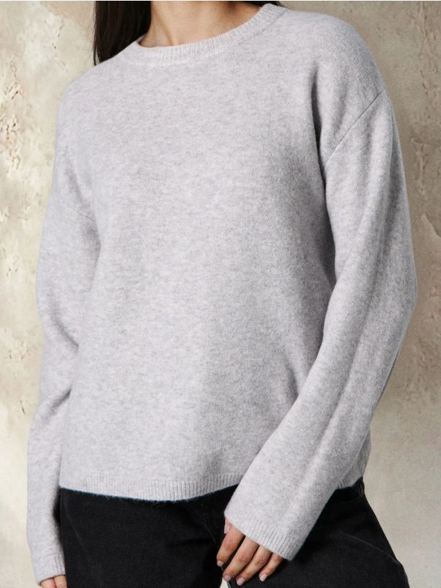 Sinsay - Sveter s dlhým rukávom s prímesou vlny - svetlošedá