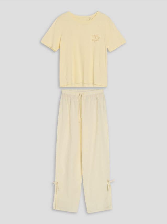 Sinsay - Bawełniana piżama dwuczęściowa - żółty
