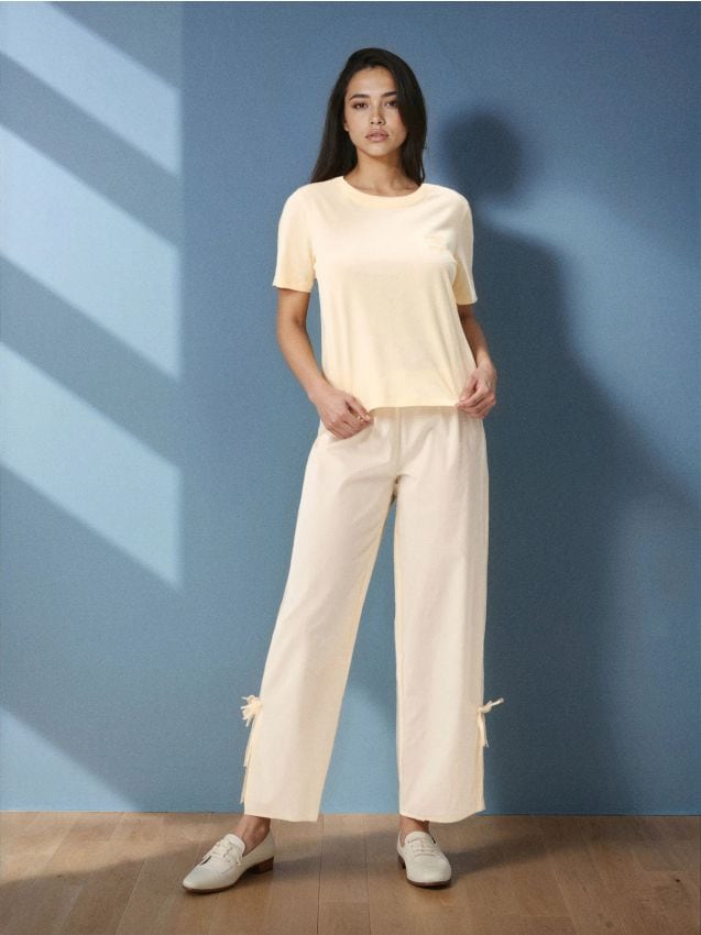 Sinsay - Pijama din viscoză - galben-deschis