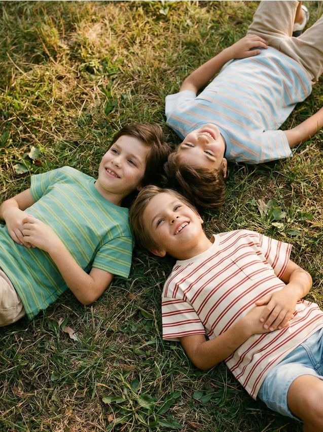 Sinsay - Tricouri din bumbac cu dungi 3 pack - bej