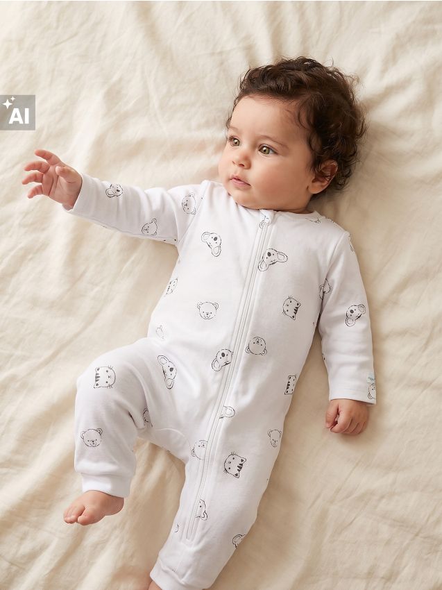 Sinsay - Salopetă din bumbac cu motiv cu pisici și koala - alb