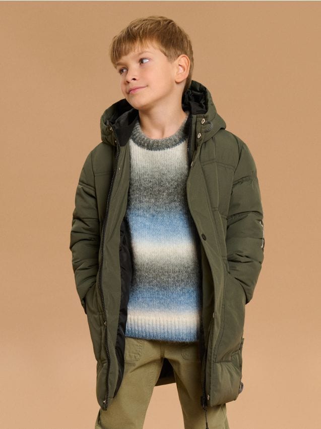 Sinsay - Prešívaný plášť s kapucňou - khaki