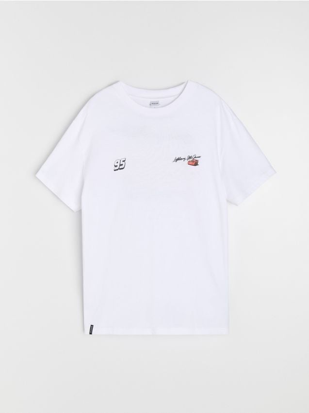 Sinsay - Tricou din bumbac cu imprimeu pe spate Cars - alb