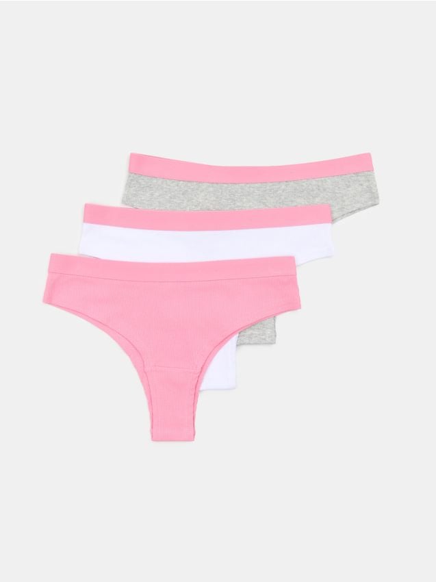 Sinsay - Chiloți brazilieni din bumbac – set de 3 bucăți - multicolor