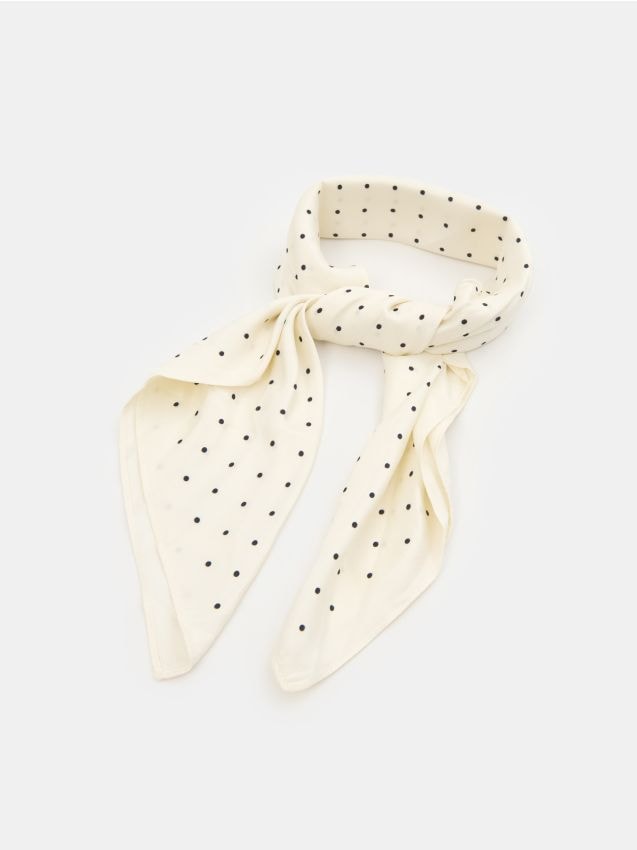 Sinsay - Eșarfă din satin cu buline - crem