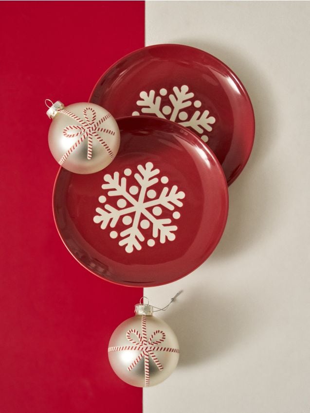 Sinsay - Keramické taniere s vianočným motívom 2 kusy - červená