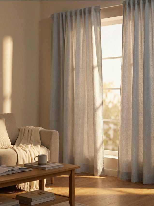 Tenda intrecciata lucida con nastro - grigio chiaro