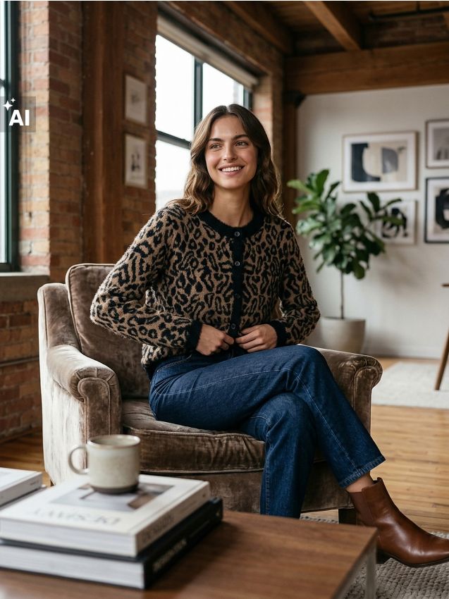 Sinsay - Cardigan cu adaos de vâscoză cu imprimeu leopard - multicolor