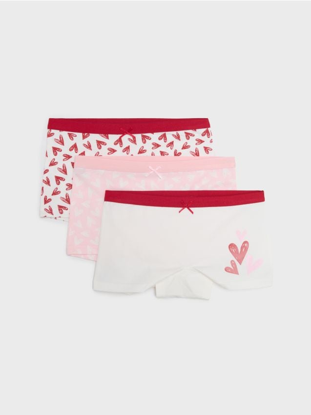 Sinsay - Bokserki ze wzorem w serca 3 pack - różowy
