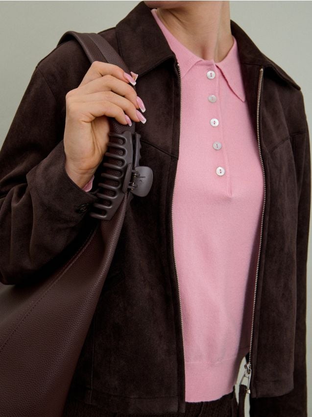 Sinsay - Sweter z kołnierzykiem z wiskozą - różowy