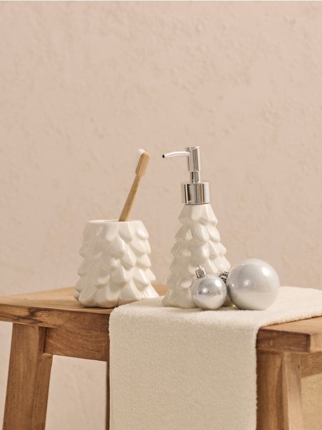 Sinsay - Sada: Dávkovač mydla a pohár na kefky - biela