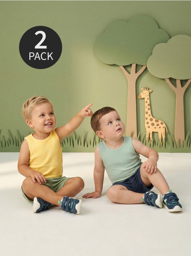 Sinsay - Body din bumbac fără mâneci 2 pack - galben