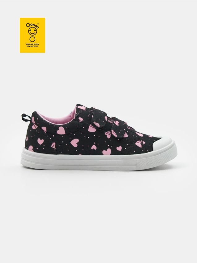 Sinsay - Sneakers din bumbac cu talpă interioară cu adaos de piele naturală PICIOR SĂNĂTOS - negru