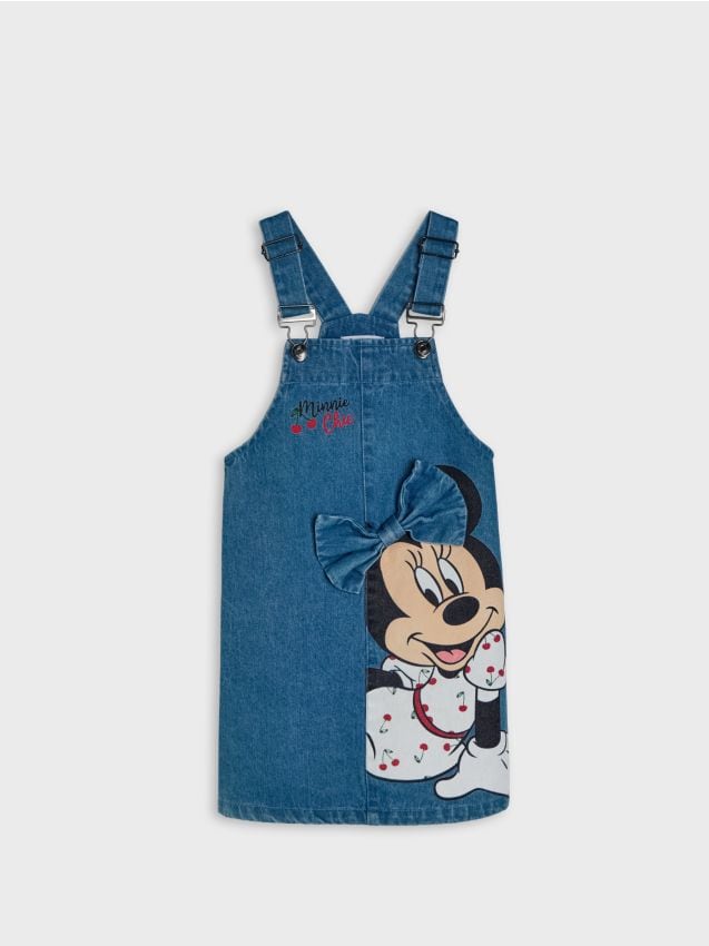 Sinsay - Rochie din denim cu bretele și fund 3D Minnie Mouse - albastru