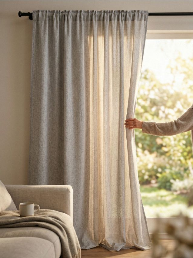 Sinsay - Draperie simplă cu bandă - gri deschis