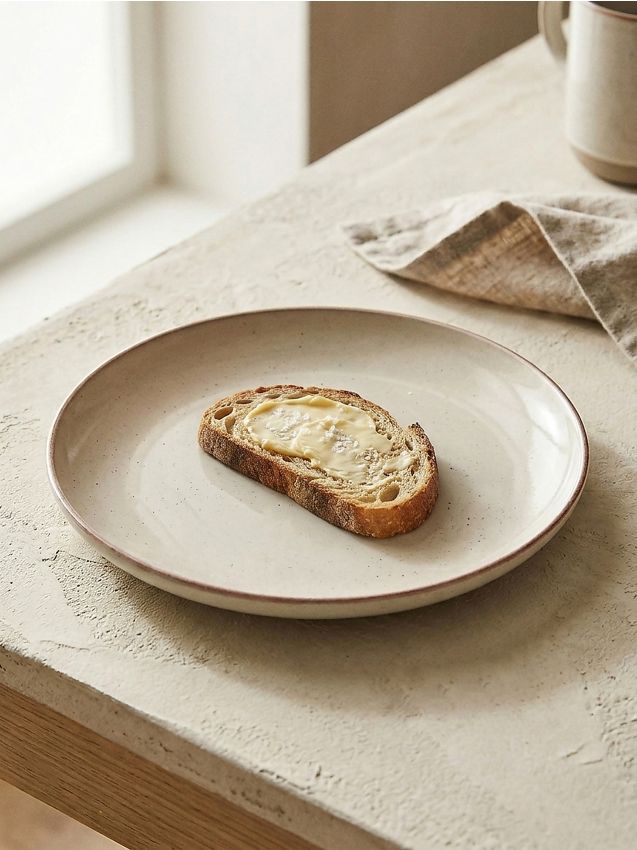 Piatto puntinato con bordo - beige