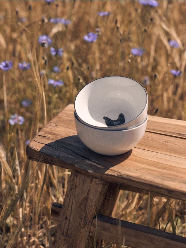 Sinsay - Sada keramických misiek s motívom sliepky 2-pack - biela