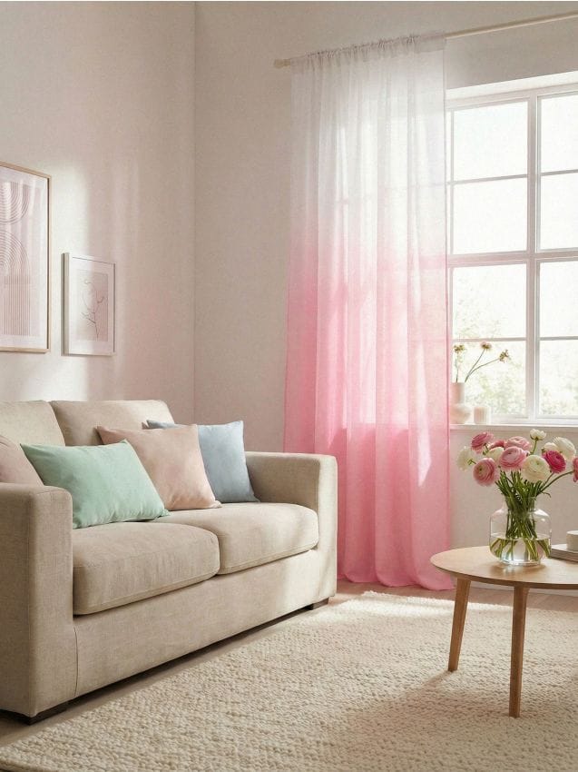 Sinsay - Draperie ombre cu bandă de prindere - roz-pastel