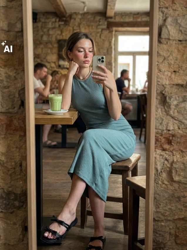 Sinsay - Rochie midi tricotată mulată - verde-oliv deschis