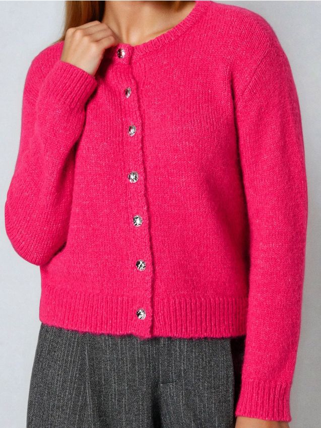 Sinsay - Kardigán s ozdobnými gombíkmi s prímesou vlny - horúca ružová