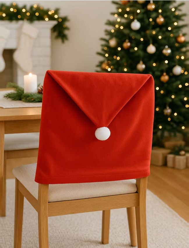 Sinsay - Vianočné poťahy na operadlo stoličky s motívom čiapky Santa Clausa 2 pack - červená