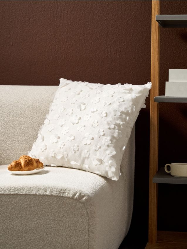 Sinsay - Pernă decorativă cu flori - alb