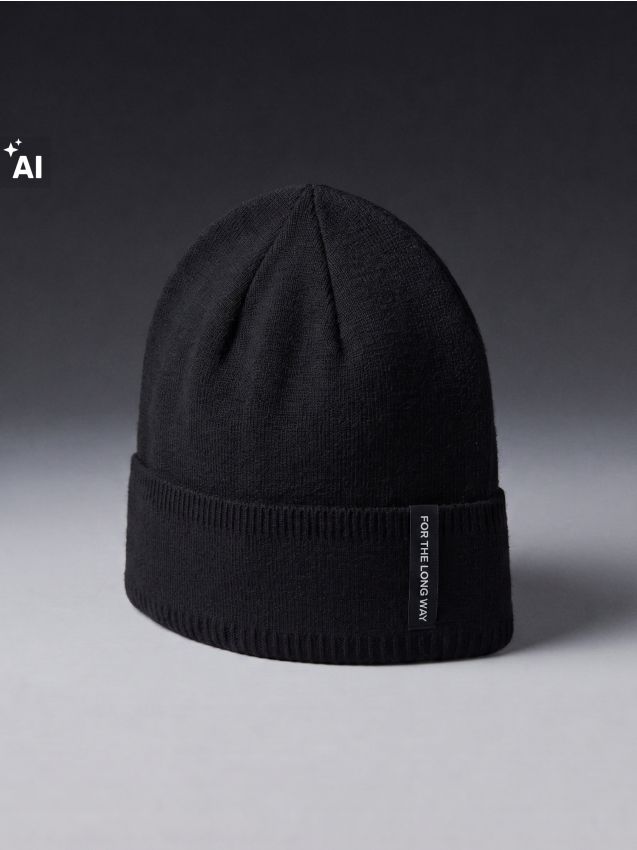 Sinsay - Căciulă beanie din viscoză cu emblemă - negru