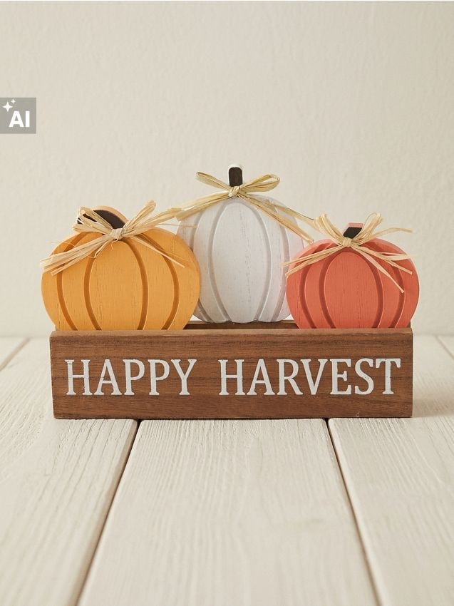 Sinsay - Decorațiune de sine stătătoare cu motiv de dovleac și inscripția „Happy Harvest” - multicolor