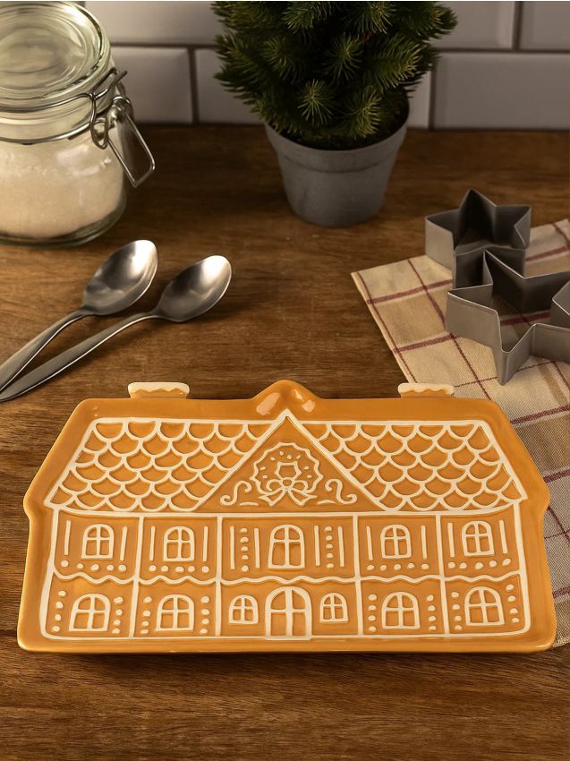 Sinsay - Vianočný tanier v tvare domu - béžová