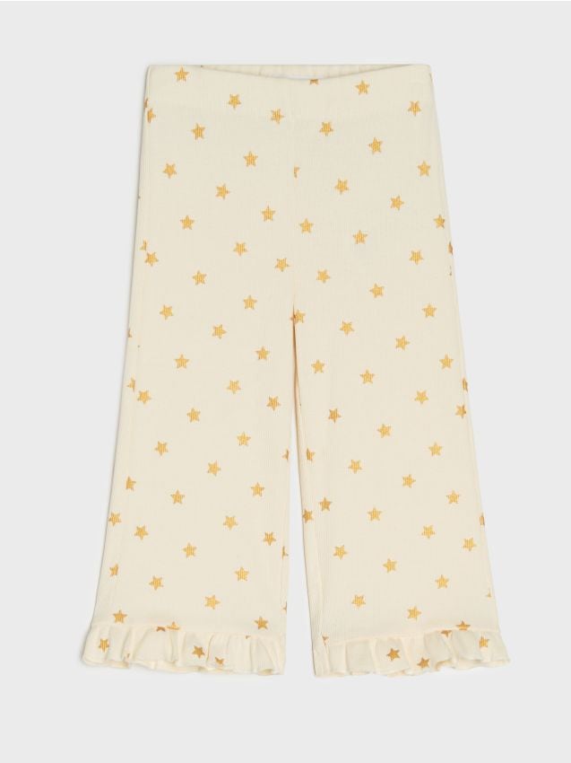 Sinsay - Pantaloni wide leg - crem