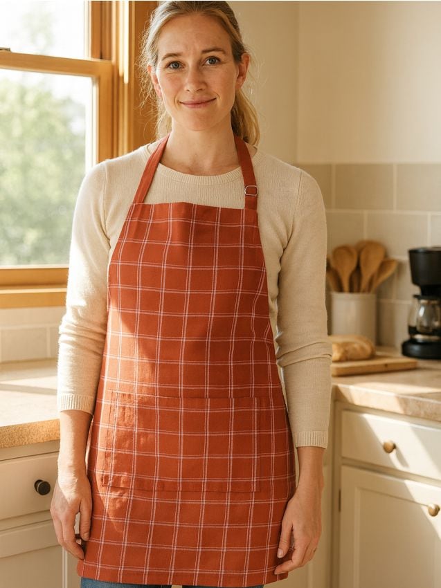 Sinsay - Kuchynská zástera s vreckom - škoricovo červená